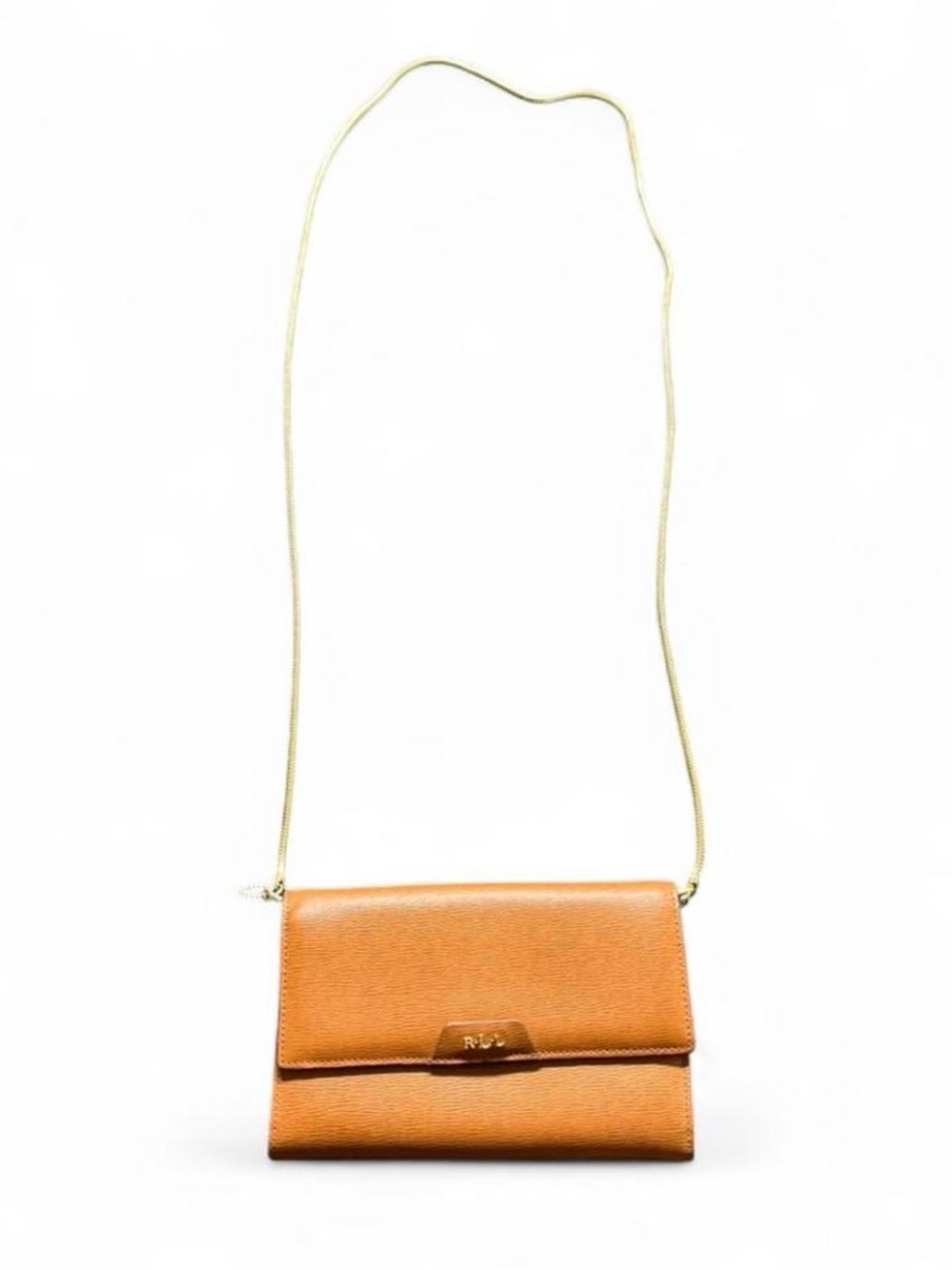 Ralph Lauren Saddle Tan Leather Crossbody with Gold Chain